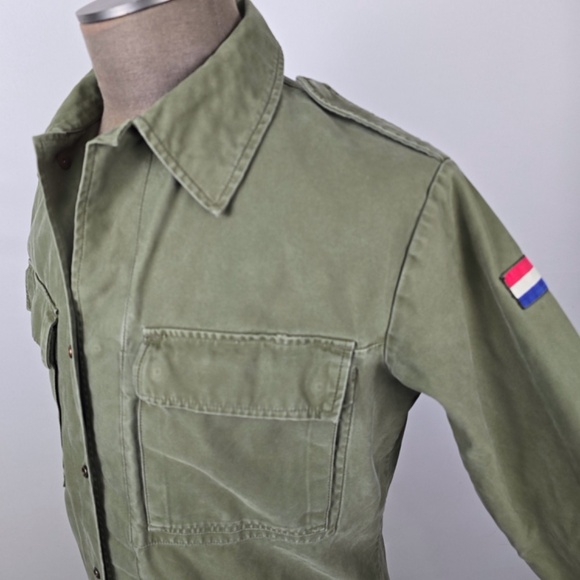VTG 80’s Dutch Army Olive Green Field Shirt/ Jacket Wahler KL Military Large - Picture 2 of 8